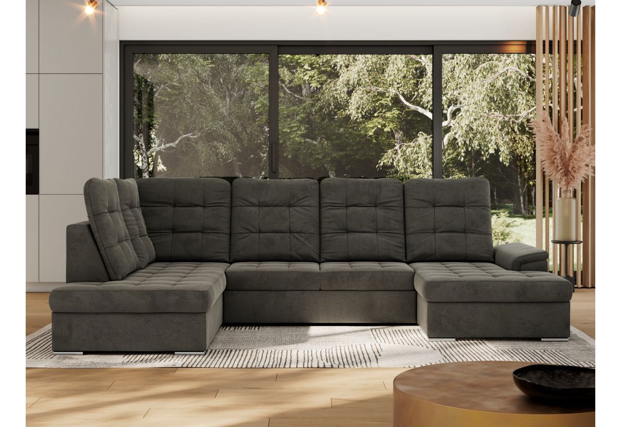 Narożnik MADRITO U - strona lewa - ciemnoszary, welwet