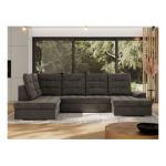 Narożnik MADRITO U - strona lewa - ciemnoszary, welwet