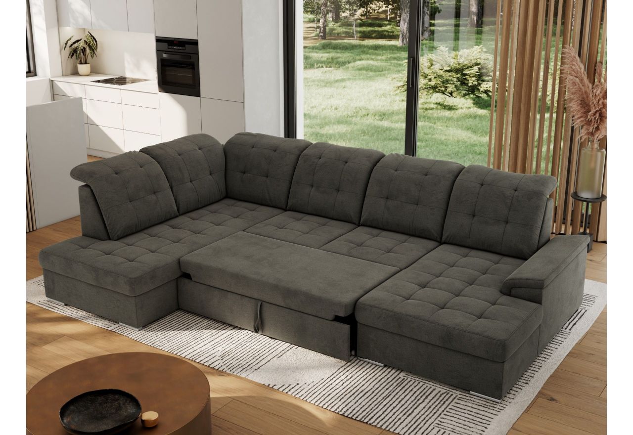 Narożnik MADRITO U - strona lewa - ciemnoszary, welwet