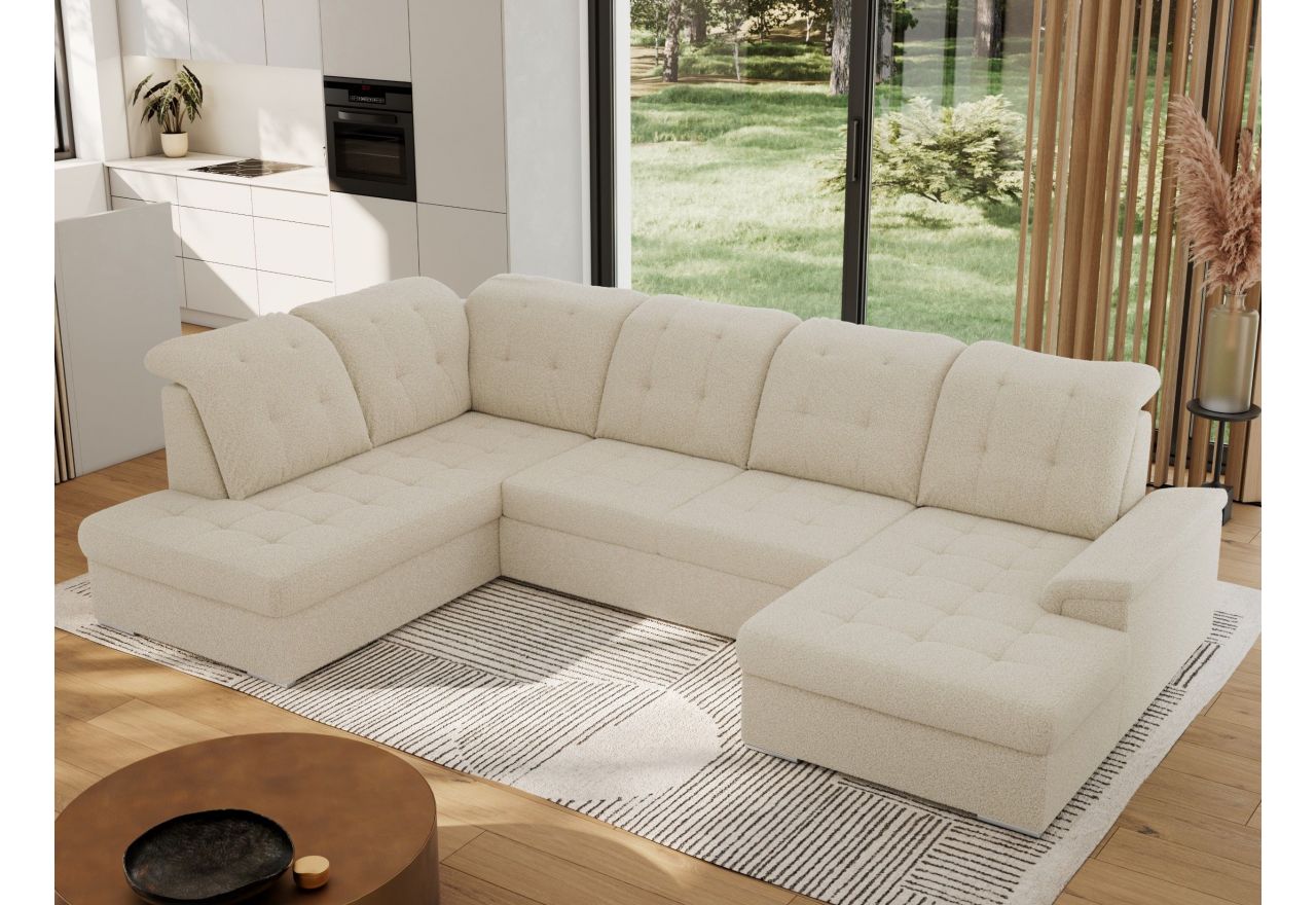 Narożnik MADRITO U - strona lewa - beżowy, boucle