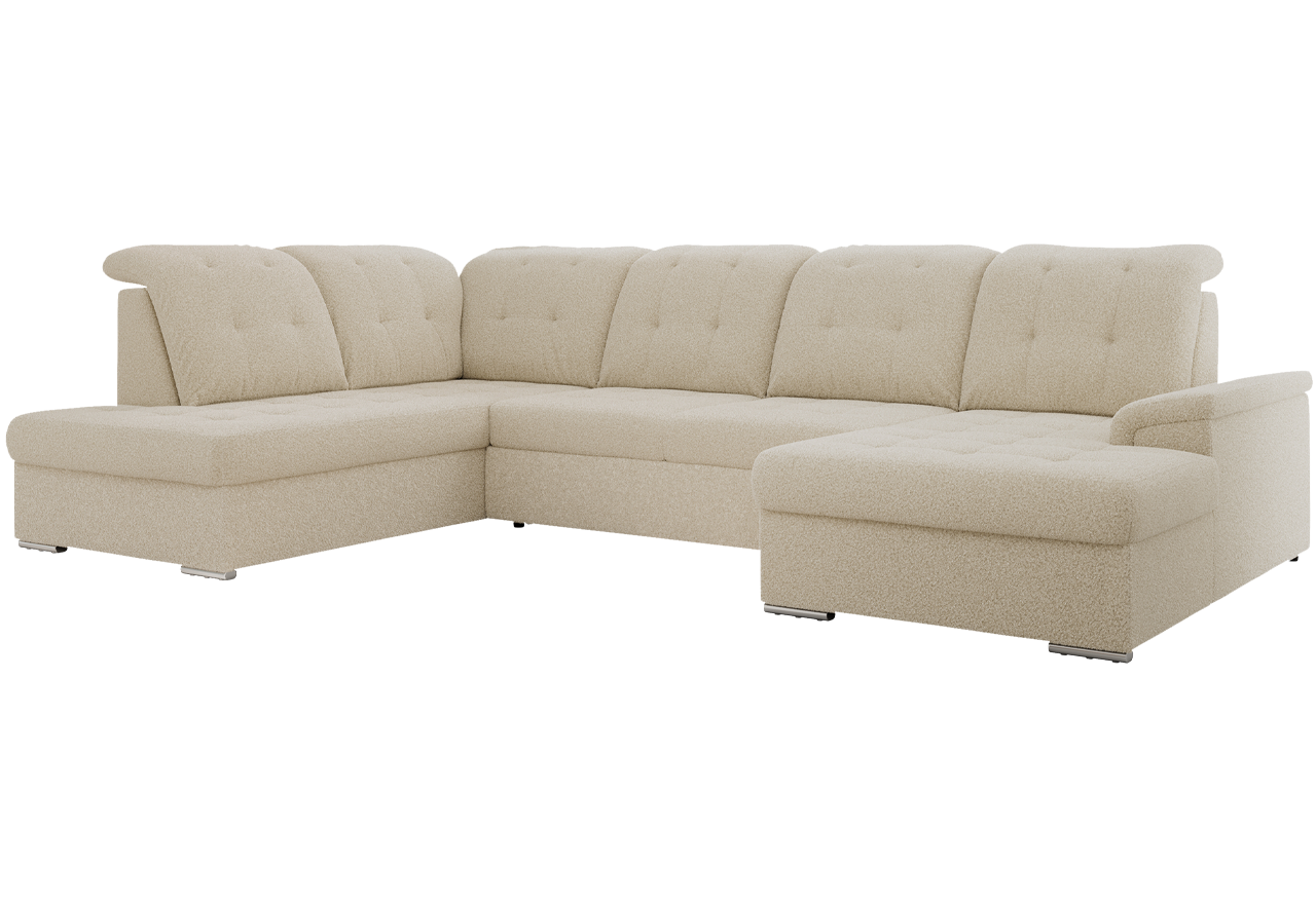 Narożnik MADRITO U - strona lewa - beżowy, boucle