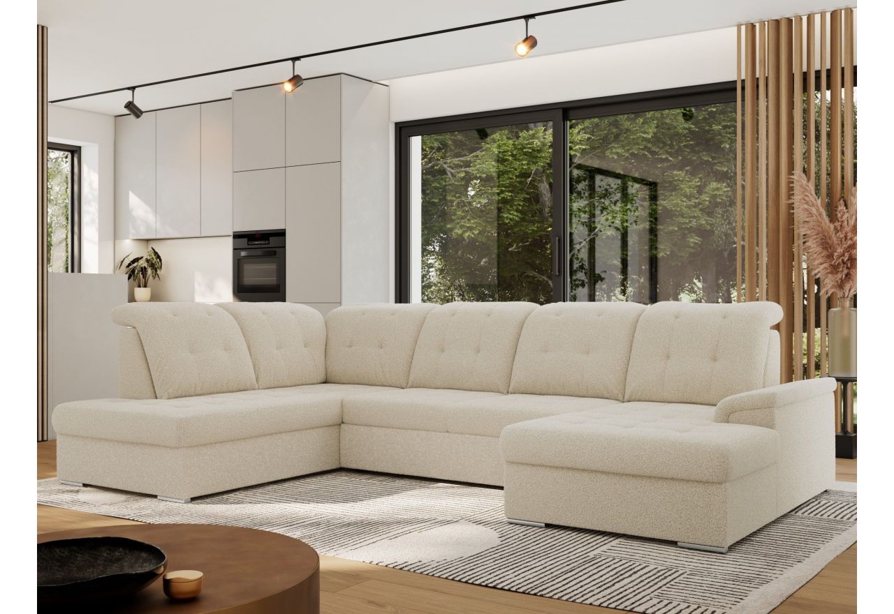 Narożnik MADRITO U - strona lewa - beżowy, boucle