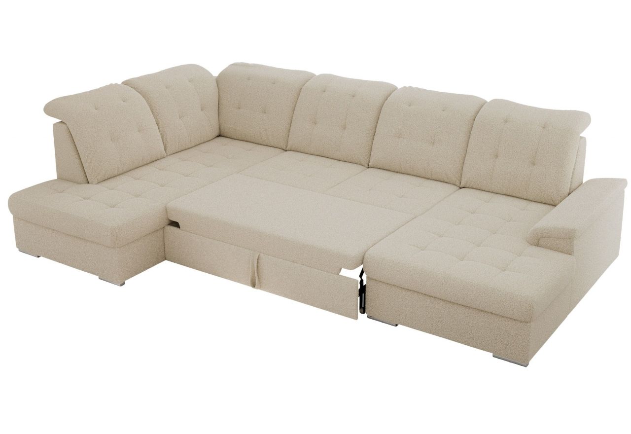 Narożnik MADRITO U - strona lewa - beżowy, boucle