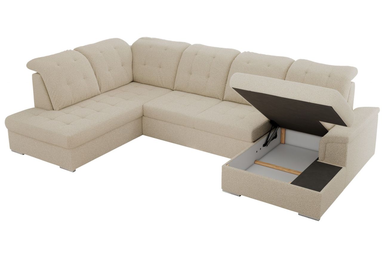 Narożnik MADRITO U - strona lewa - beżowy, boucle