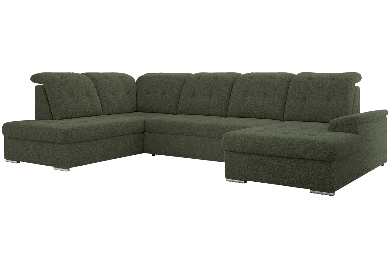 Narożnik MADRITO U - strona lewa - ciemnozielony, boucle