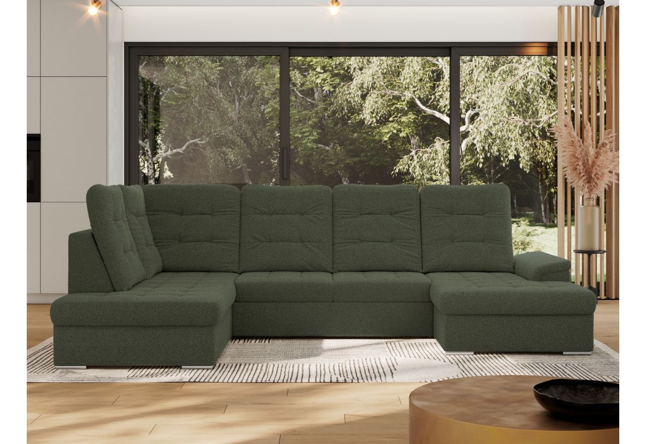 Narożnik MADRITO U - strona lewa - ciemnozielony, boucle