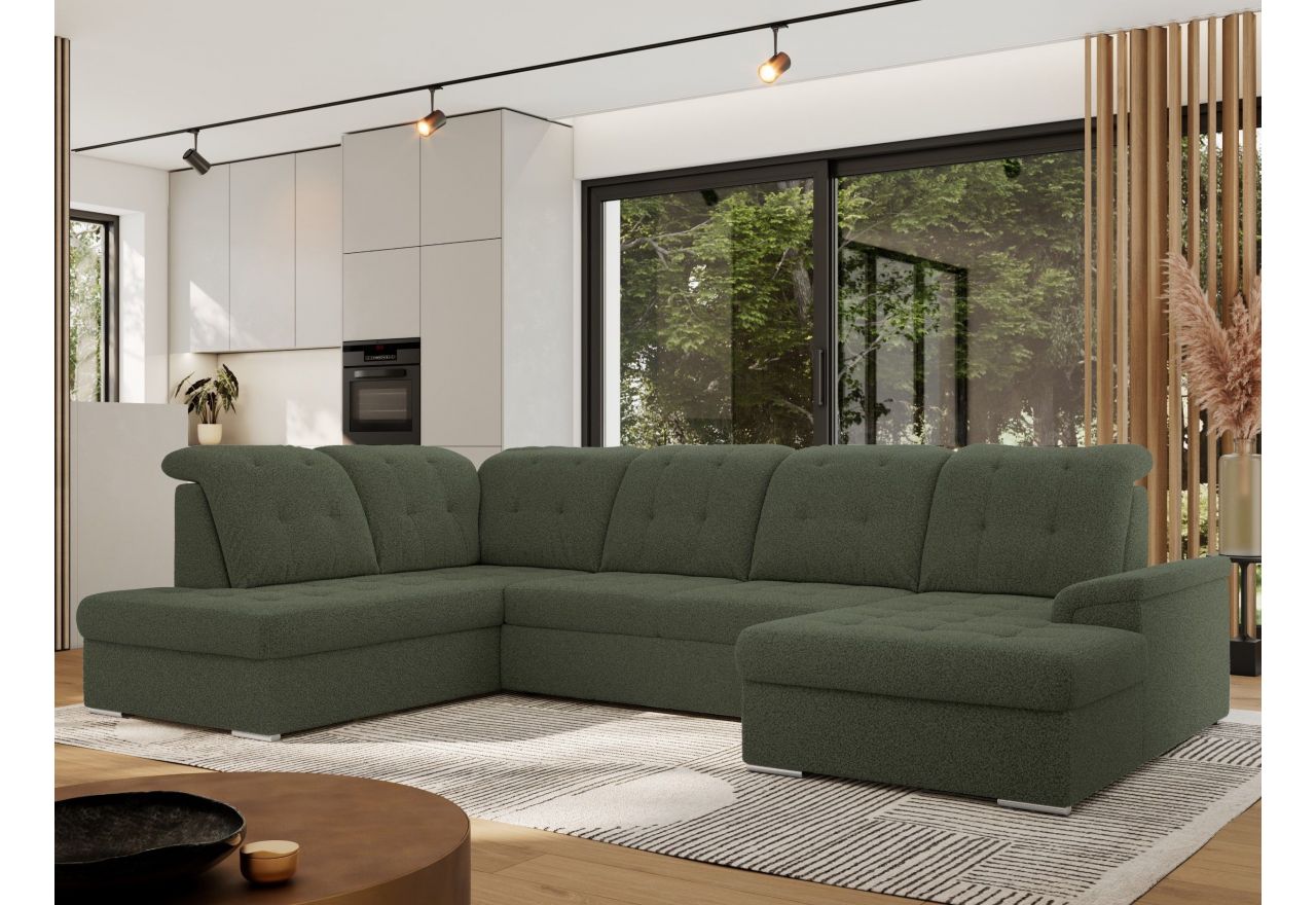 Narożnik MADRITO U - strona lewa - ciemnozielony, boucle