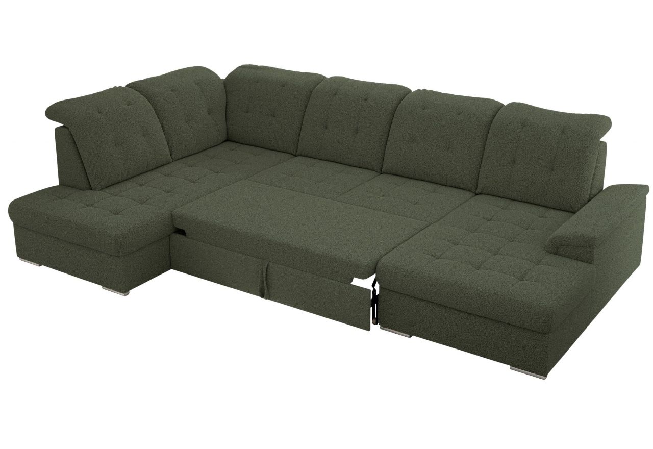 Narożnik MADRITO U - strona lewa - ciemnozielony, boucle