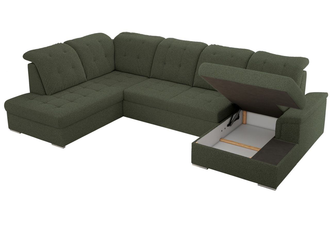 Narożnik MADRITO U - strona lewa - ciemnozielony, boucle