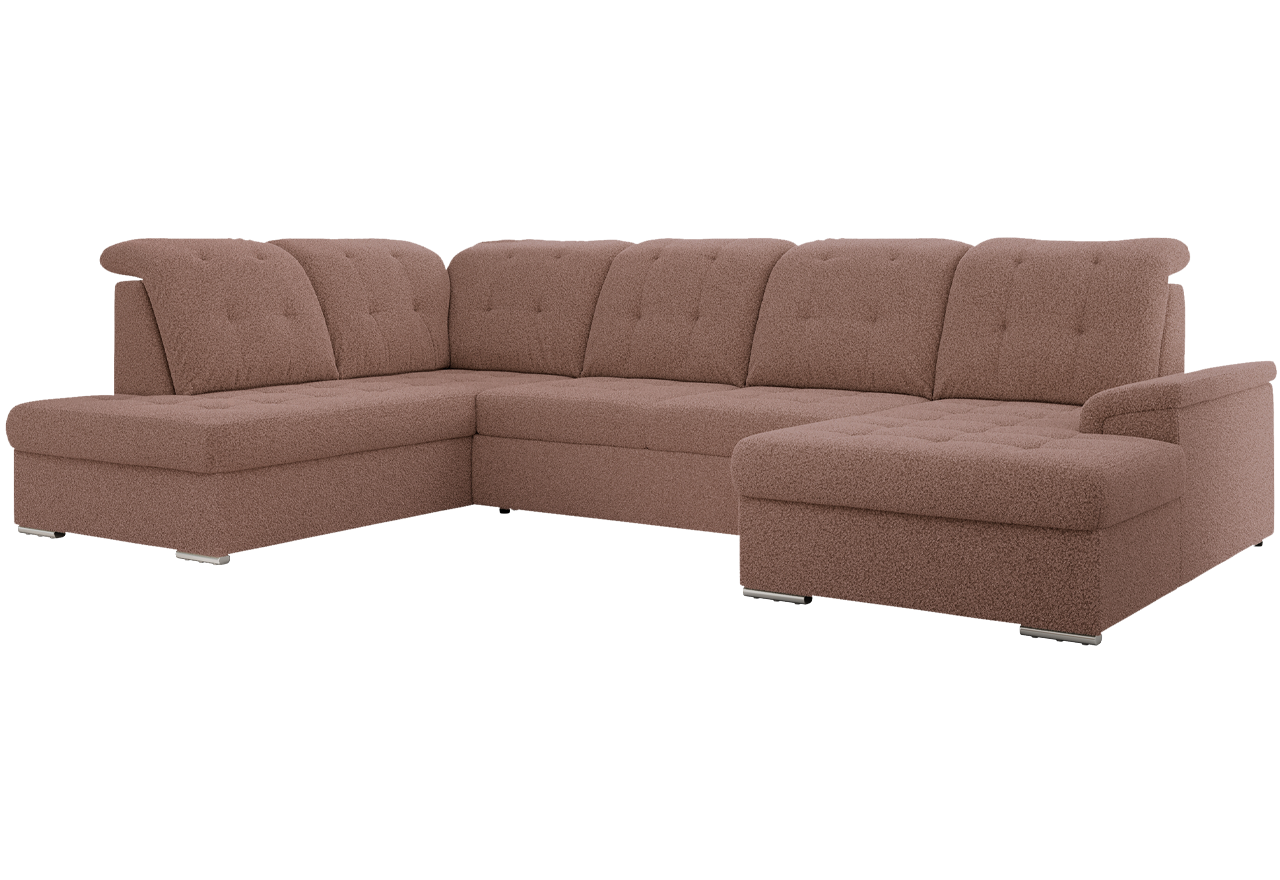 Narożnik MADRITO U - strona lewa - różowy, boucle