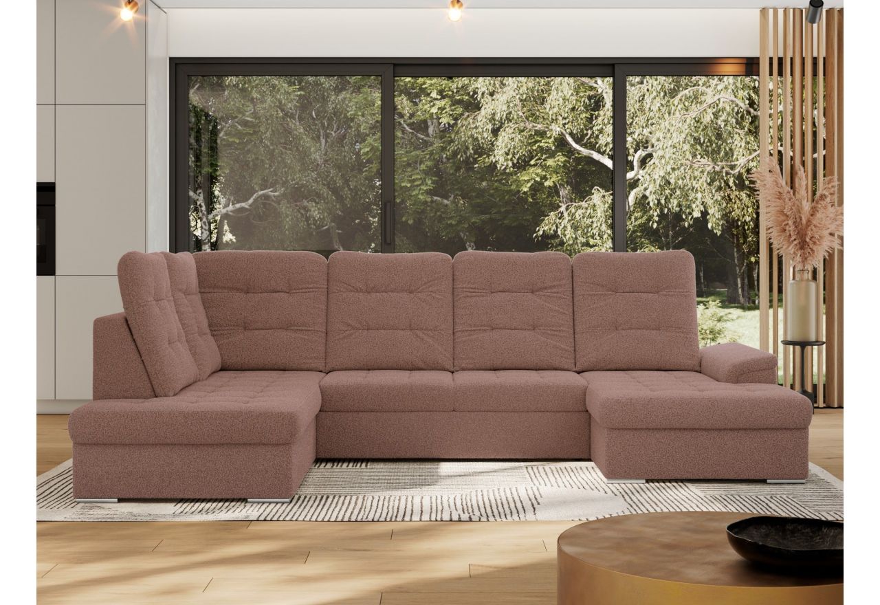 Narożnik MADRITO U - strona lewa - różowy, boucle