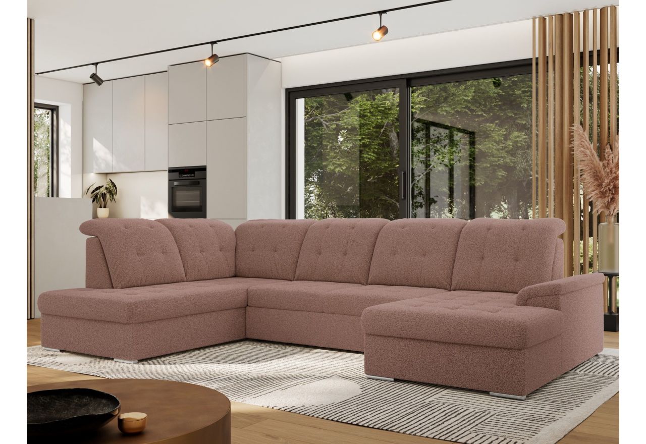 Narożnik MADRITO U - strona lewa - różowy, boucle