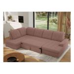 Narożnik MADRITO U - strona lewa - różowy, boucle