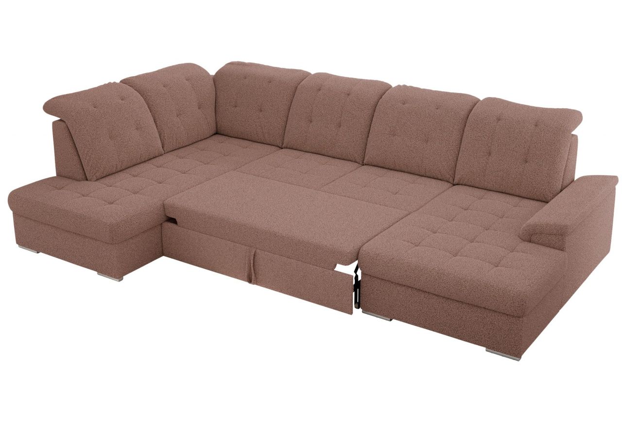 Narożnik MADRITO U - strona lewa - różowy, boucle