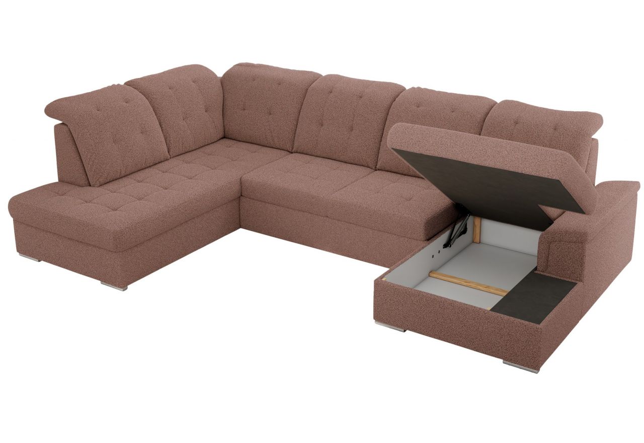 Narożnik MADRITO U - strona lewa - różowy, boucle