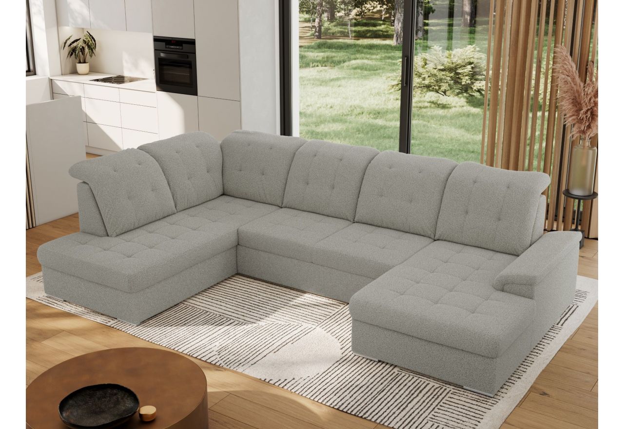 Narożnik MADRITO U - strona lewa - szary, boucle