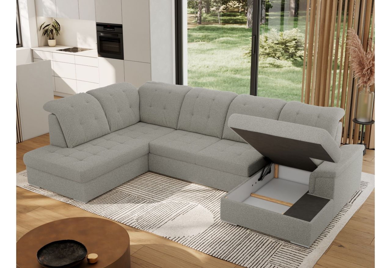 Narożnik MADRITO U - strona lewa - szary, boucle