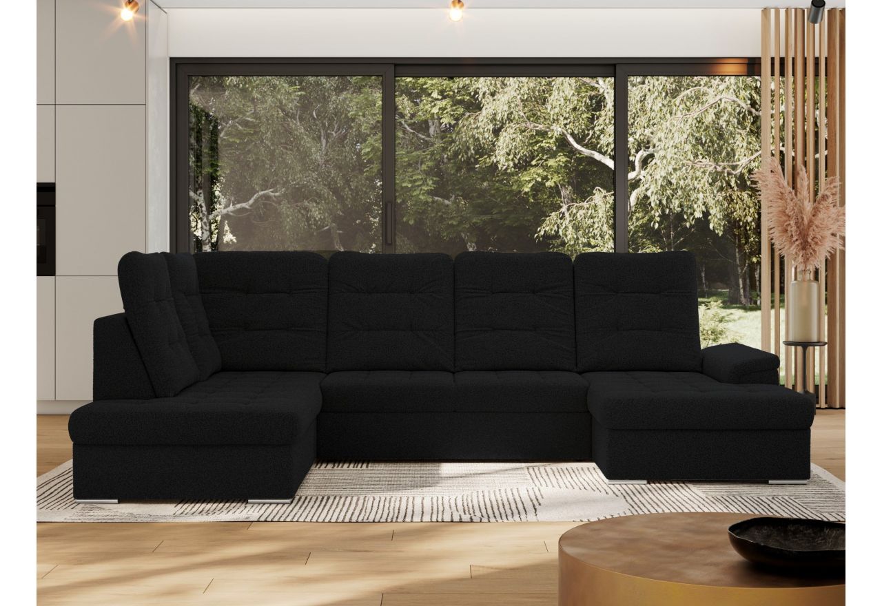 Narożnik MADRITO U - strona lewa - czarny, boucle