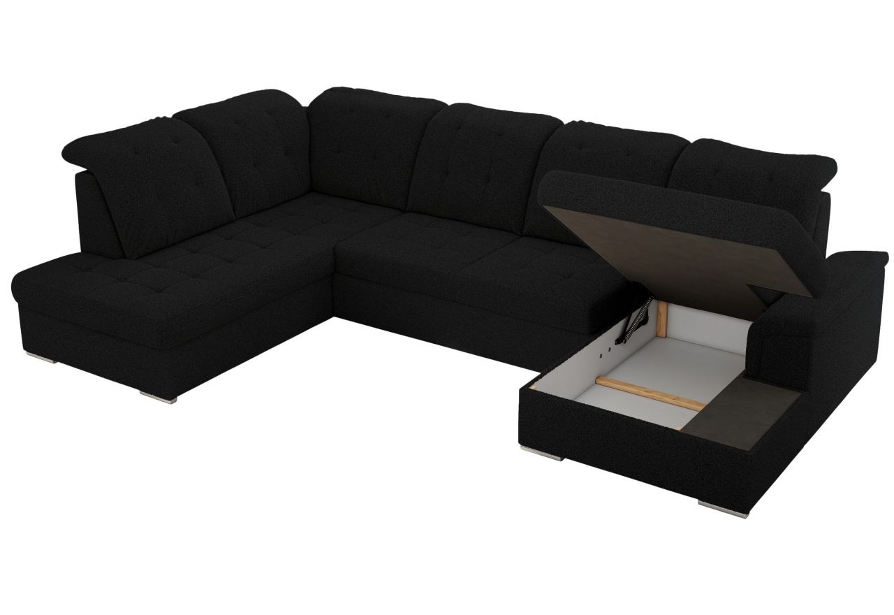 Narożnik MADRITO U - strona lewa - czarny, boucle