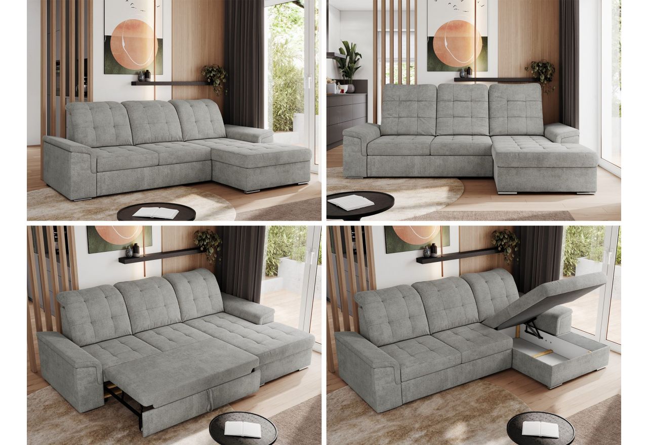 Narożnik MADRITO L - strona prawa - jasnoszary, struktura