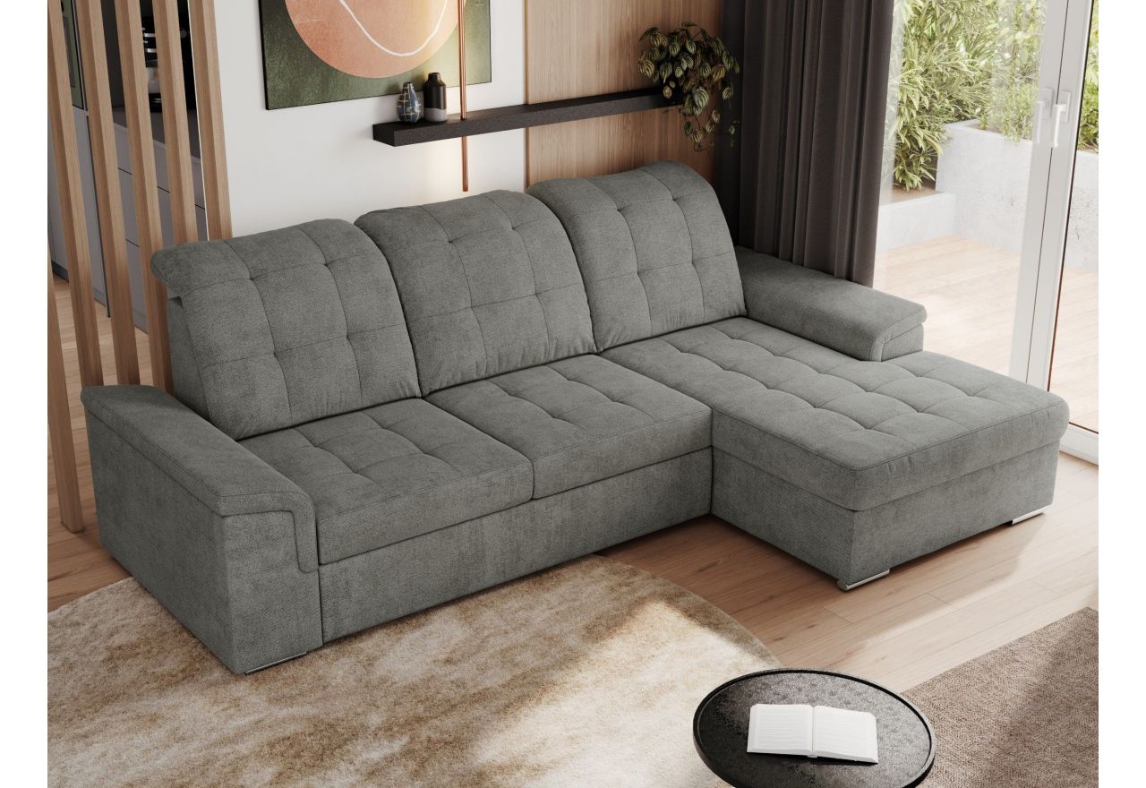 Narożnik MADRITO L - strona prawa - szary, struktura