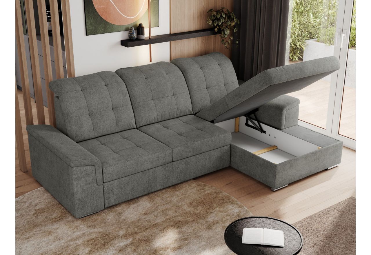 Narożnik MADRITO L - strona prawa - szary, struktura