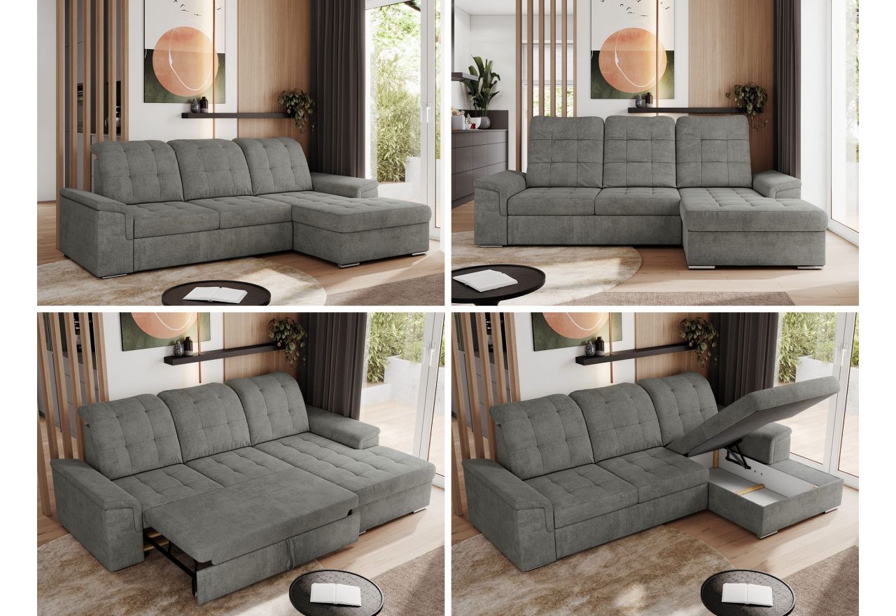 Narożnik MADRITO L - strona prawa - szary, struktura