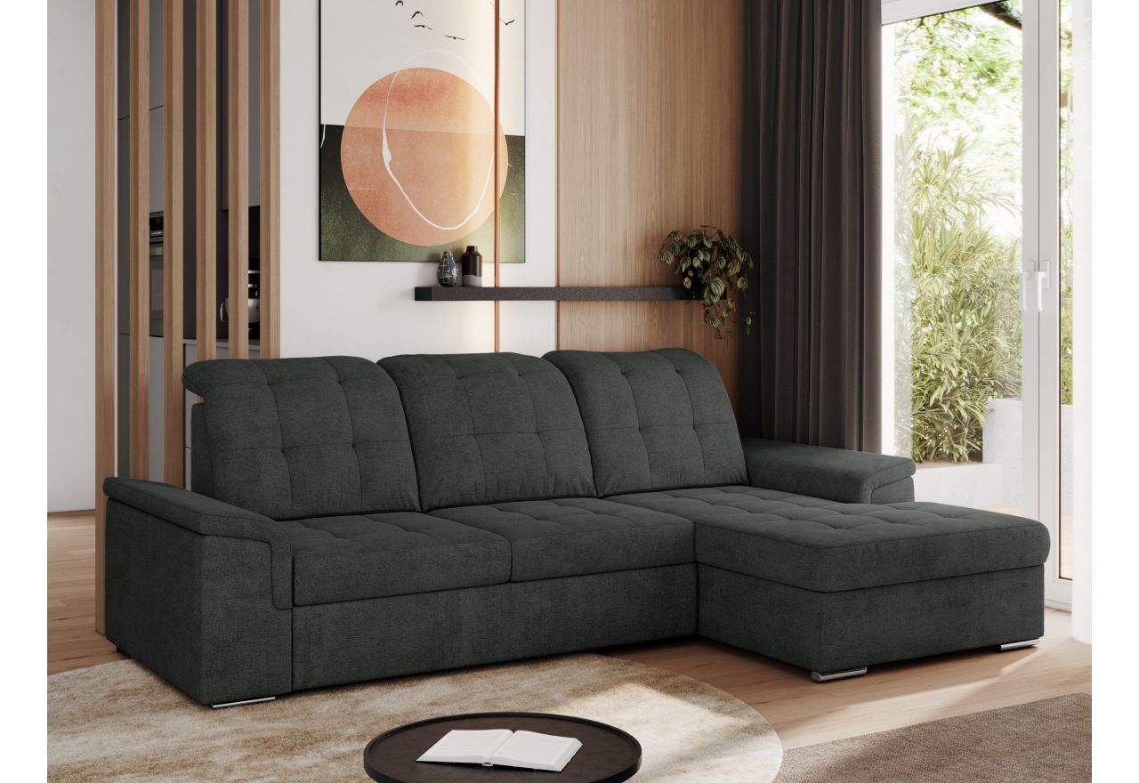 Narożnik MADRITO L - strona prawa - ciemnoszary, struktura