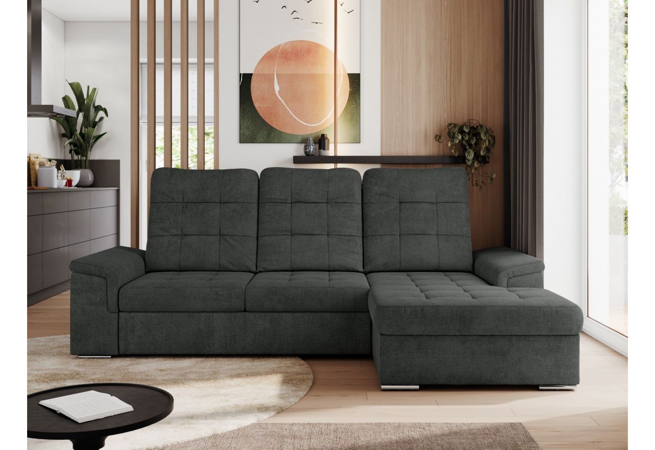 Narożnik MADRITO L - strona prawa - ciemnoszary, struktura