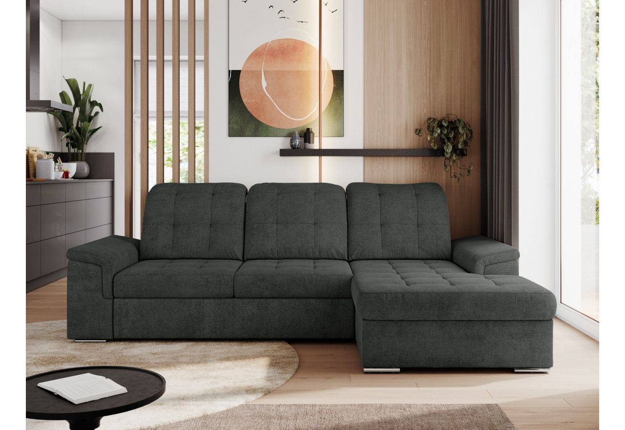 Narożnik MADRITO L - strona prawa - ciemnoszary, struktura