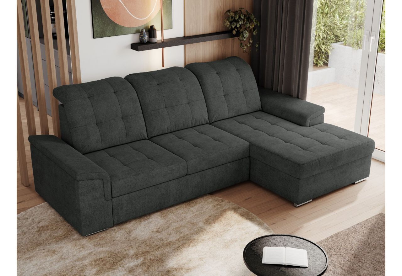 Narożnik MADRITO L - strona prawa - ciemnoszary, struktura