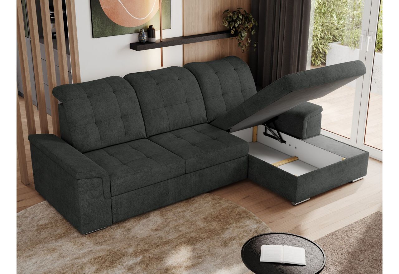 Narożnik MADRITO L - strona prawa - ciemnoszary, struktura