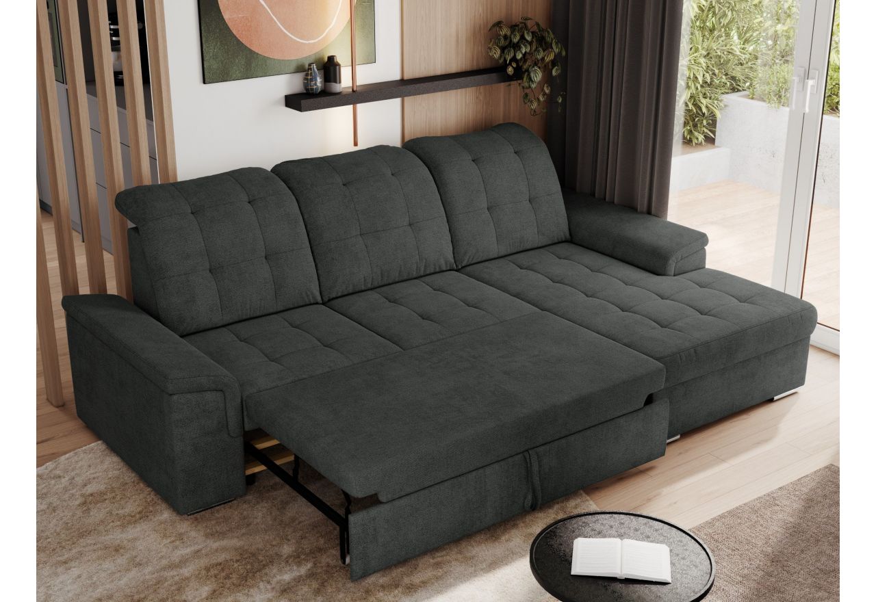 Narożnik MADRITO L - strona prawa - ciemnoszary, struktura