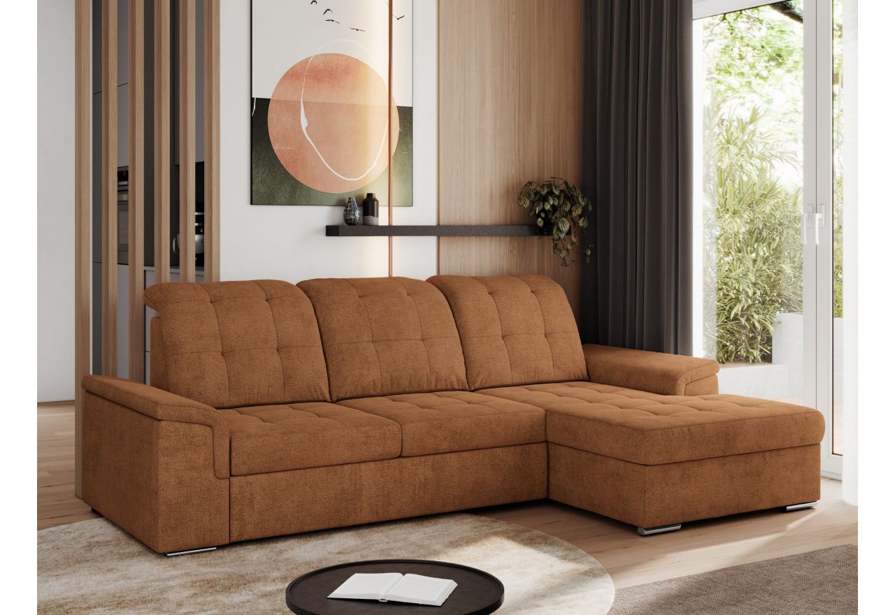 Narożnik MADRITO L - strona prawa - pomarańczowy, struktura