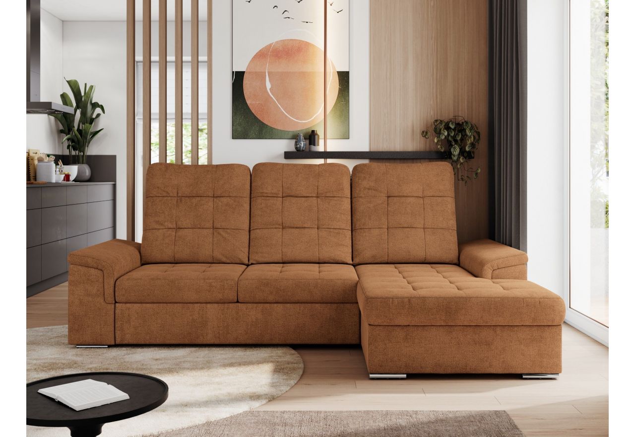 Narożnik MADRITO L - strona prawa - pomarańczowy, struktura