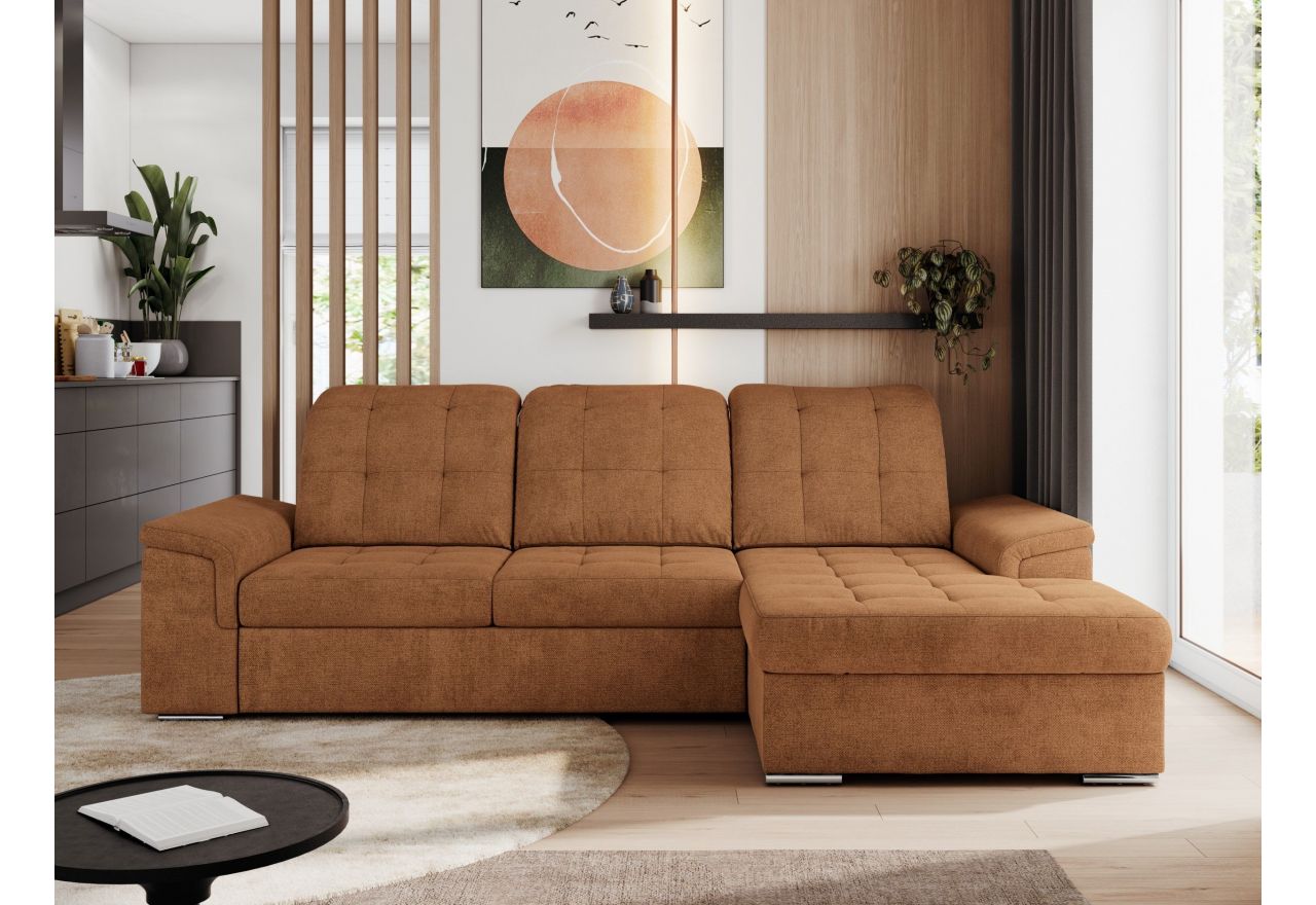 Narożnik MADRITO L - strona prawa - pomarańczowy, struktura