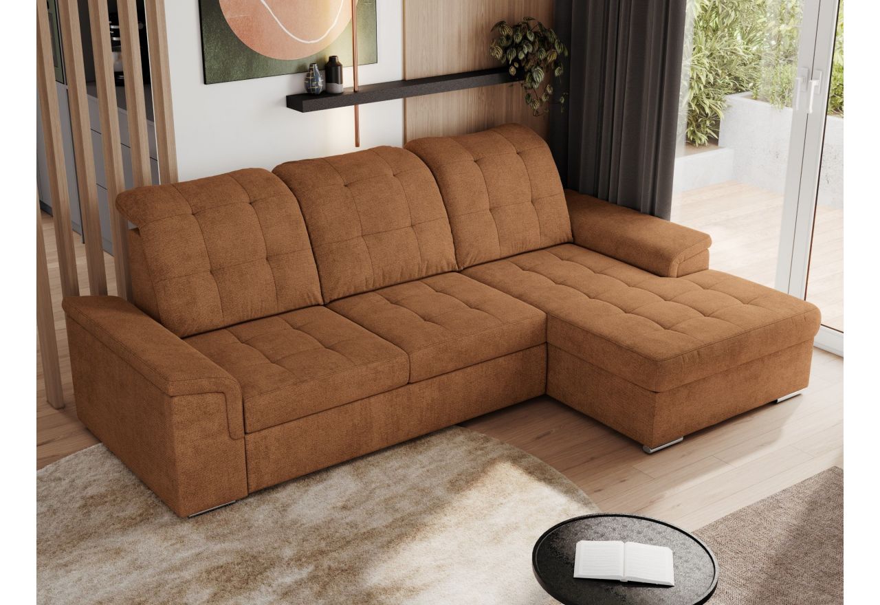 Narożnik MADRITO L - strona prawa - pomarańczowy, struktura