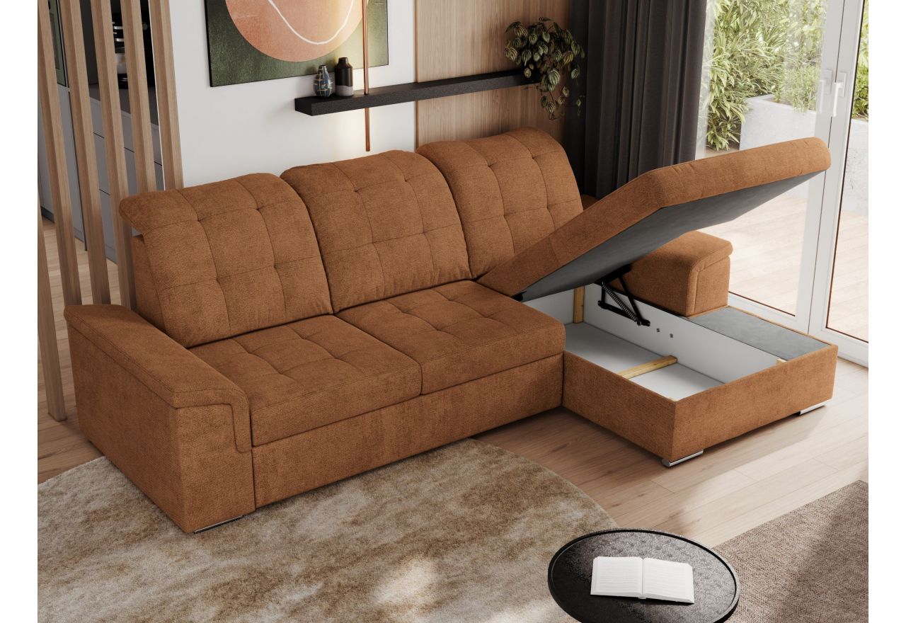 Narożnik MADRITO L - strona prawa - pomarańczowy, struktura