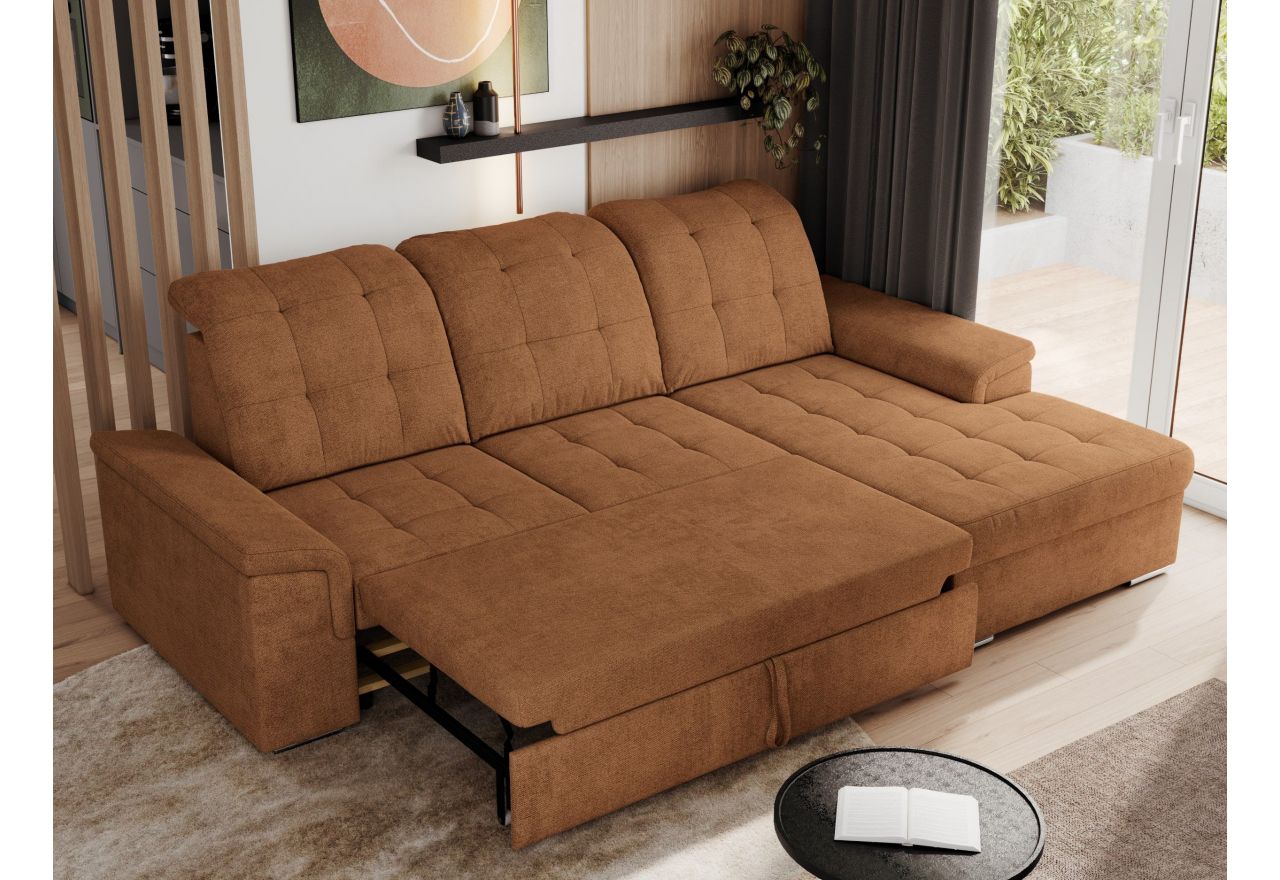 Narożnik MADRITO L - strona prawa - pomarańczowy, struktura