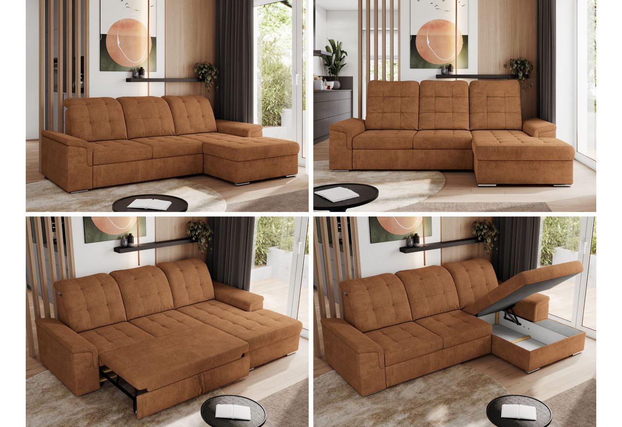 Narożnik MADRITO L - strona prawa - pomarańczowy, struktura