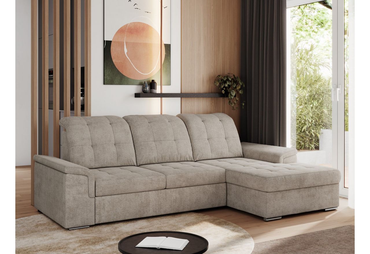 Narożnik MADRITO L - strona prawa - beżowy, struktura