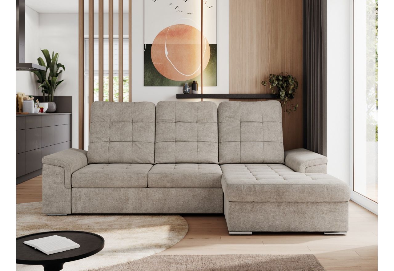 Narożnik MADRITO L - strona prawa - beżowy, struktura