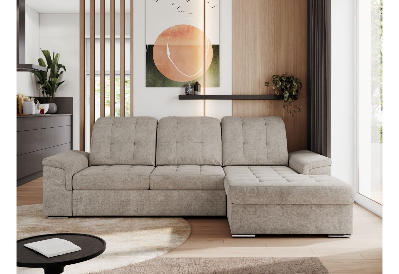 Narożnik MADRITO L - strona prawa - beżowy, struktura