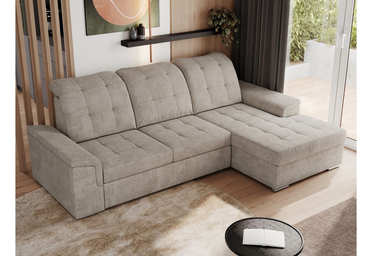 Narożnik MADRITO L - strona prawa - beżowy, struktura