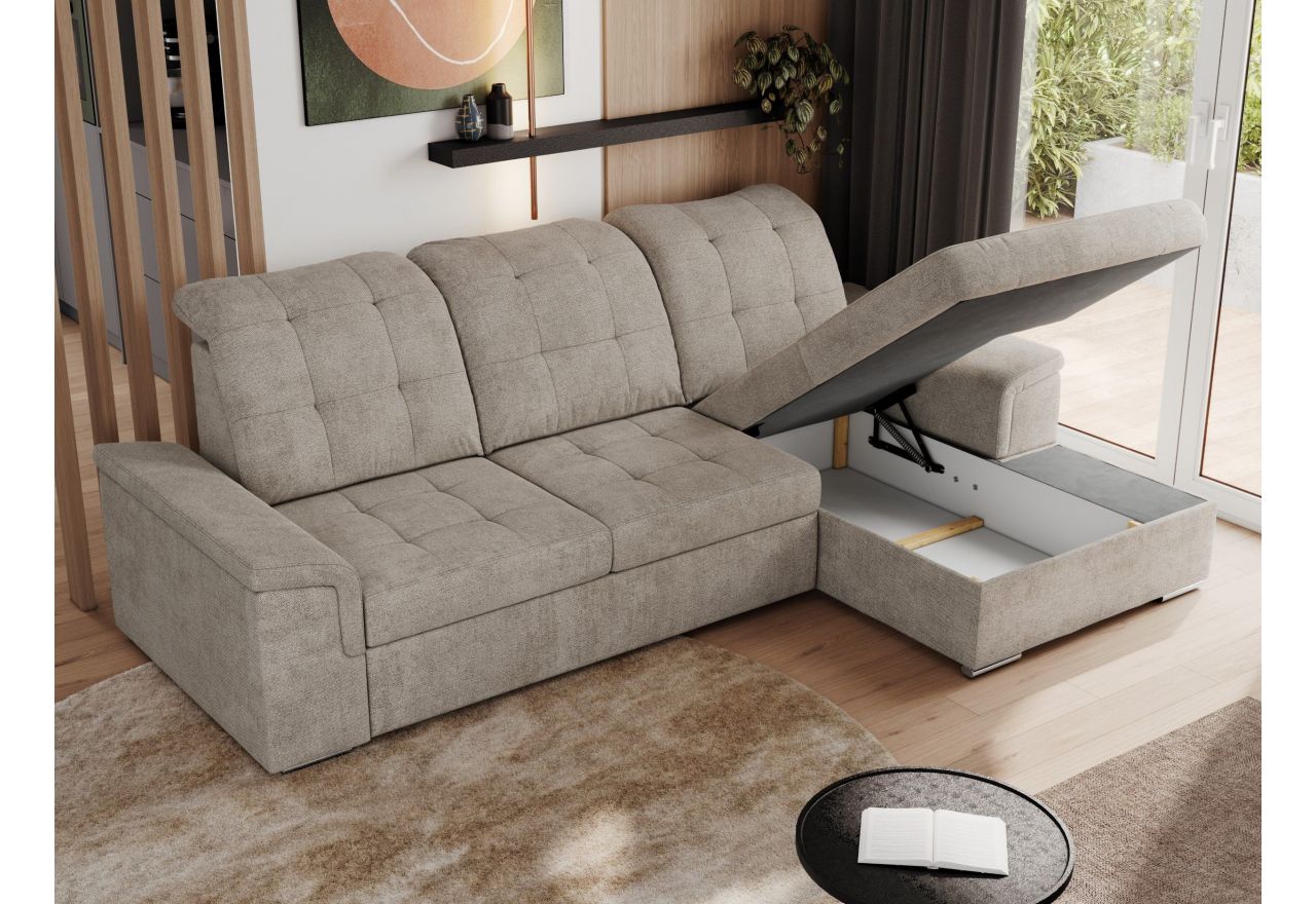 Narożnik MADRITO L - strona prawa - beżowy, struktura