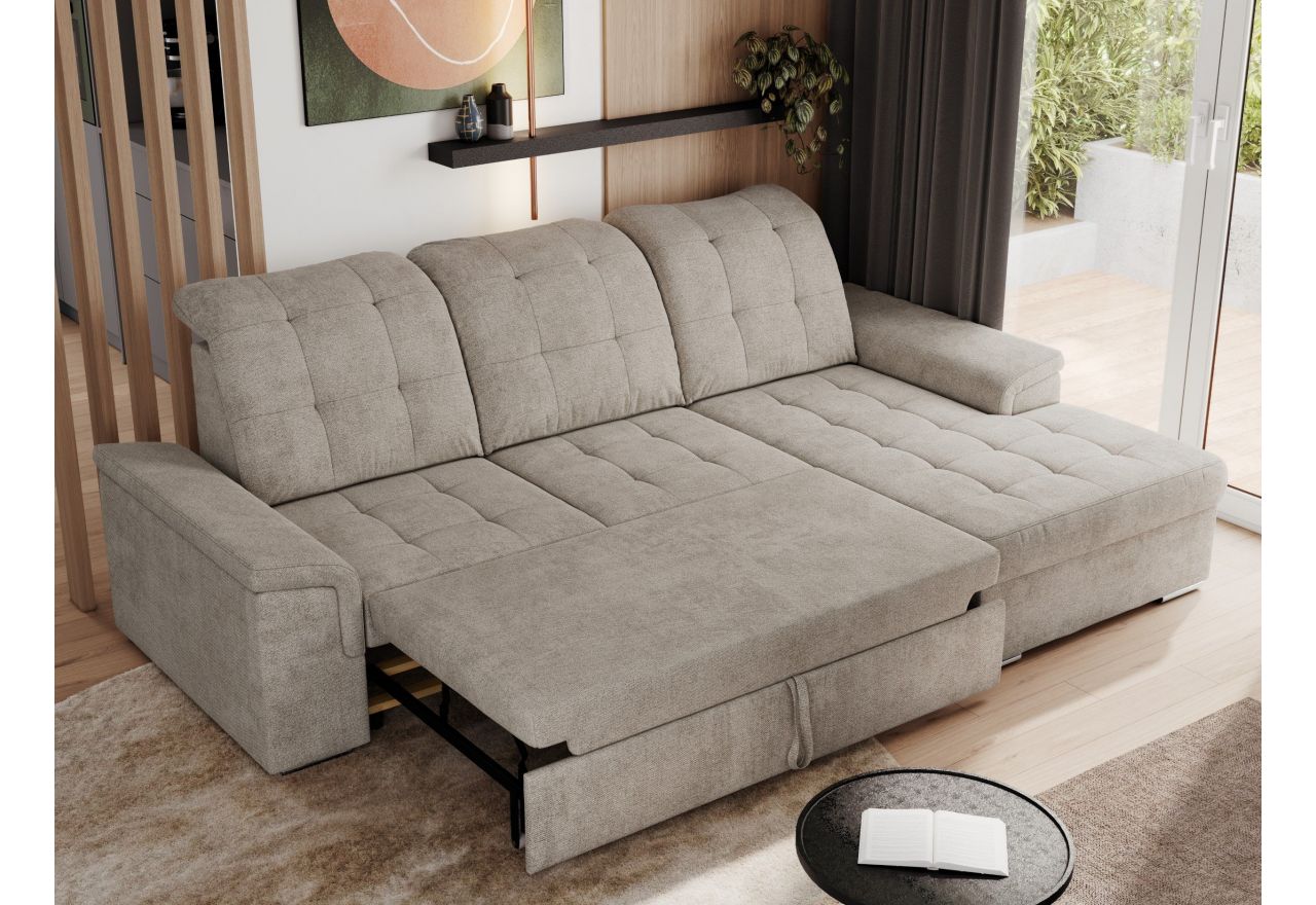 Narożnik MADRITO L - strona prawa - beżowy, struktura