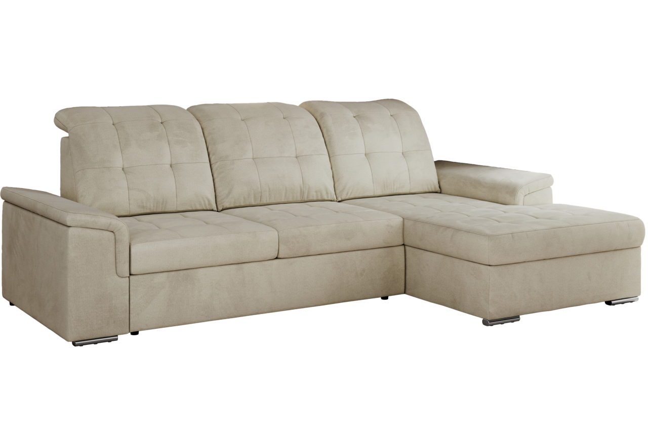 Narożnik MADRITO L - strona prawa - beżowy, welwet
