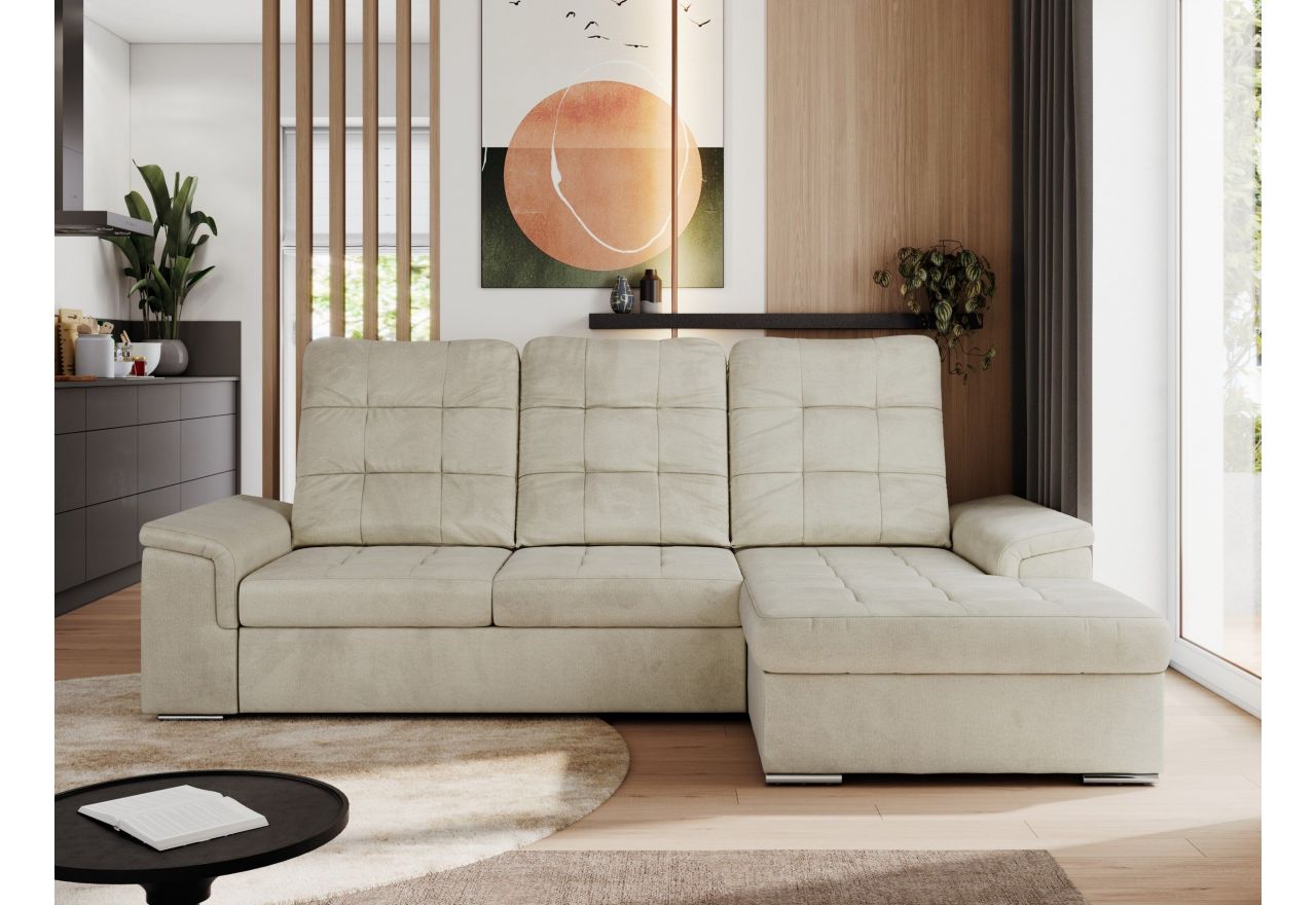 Narożnik MADRITO L - strona prawa - beżowy, welwet