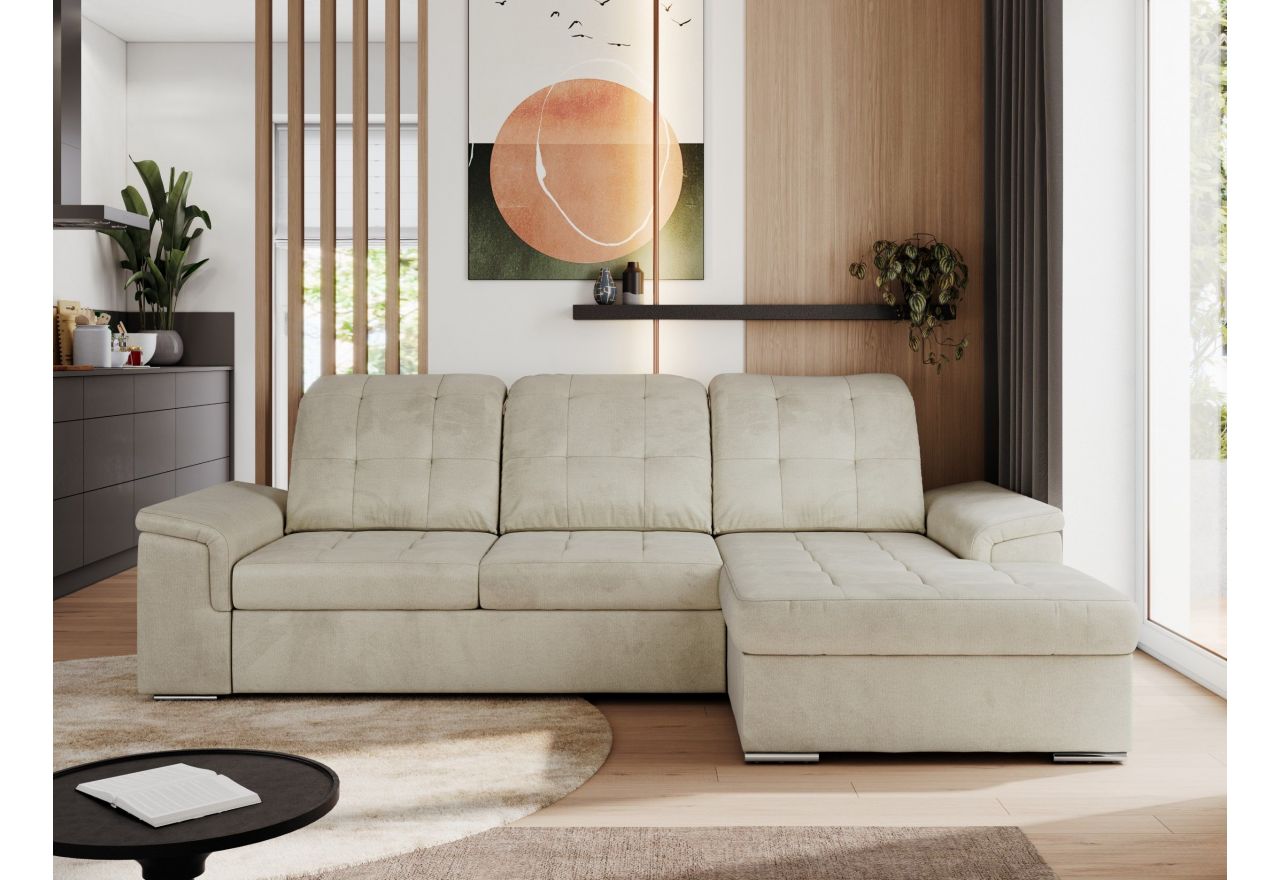 Narożnik MADRITO L - strona prawa - beżowy, welwet