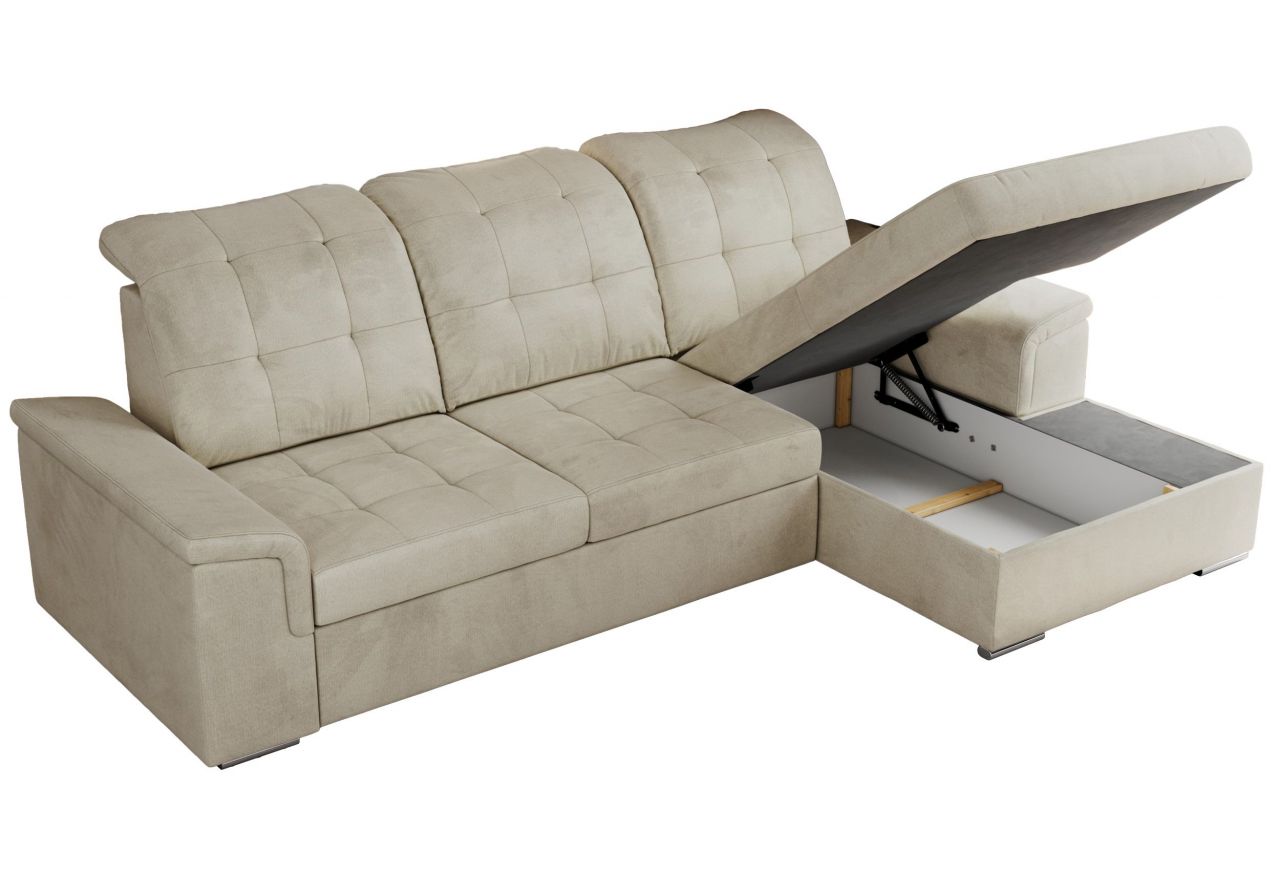 Narożnik MADRITO L - strona prawa - beżowy, welwet